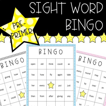 Preview of Sight Word BINGO Pre-Primer Dolch Sight Words - Includes 30 unique cards!