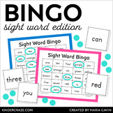 Sight Word BINGO featuring Color words and Number words