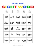 Sight Word BINGO level ONE, Emergent reader 2-3 letter words