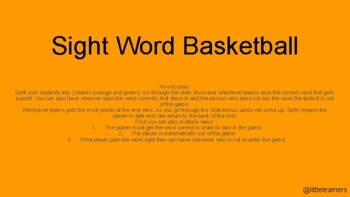 Preview of Sight Word Basketball