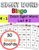 Sight Word Games Bingo Dolch Sight Word List #2
