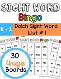 Sight Word Games Bingo Dolch Sight Word List #1
