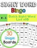 Sight Word Games Bingo Dolch Sight Word List #10