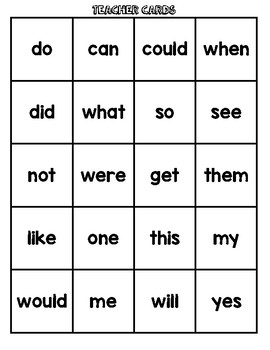 Vocabulary List #3 Bingo Card