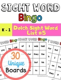 Sight Word Games Bingo Dolch Sight Word List #5