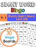 Sight Word Games Bingo Dolch Sight Word List #8