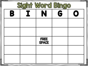 Bingo board maker with sight words