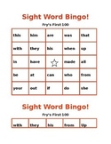 Sight Word Bingo (Fry's First 100 Words) EDITABLE