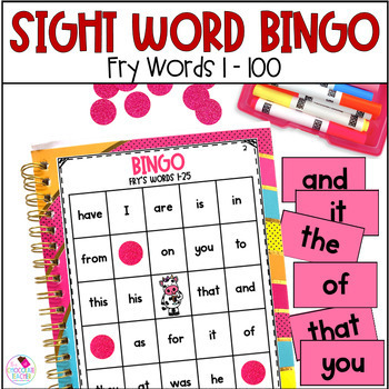 Preview of Fry Sight Words BINGO Game - First 100 Sight Words
