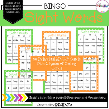 Preview of Sight Word Bingo Activity Game | Pre K - Grade 1