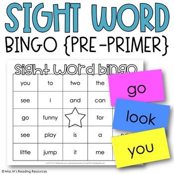 Sight Word Bingo Pre-Primer | Distance Learning by Miss M's Reading ...