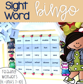 Preview of Sight Word Bingo for Kindergarten Units 7-10