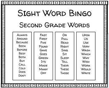 Preview of Sight Word Bingo - Second Grade