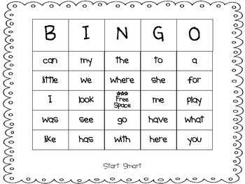 1st grade sight word bingo