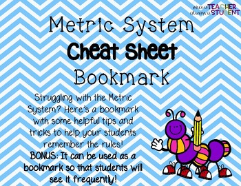Preview of Metric System Cheat Sheet Bookmark