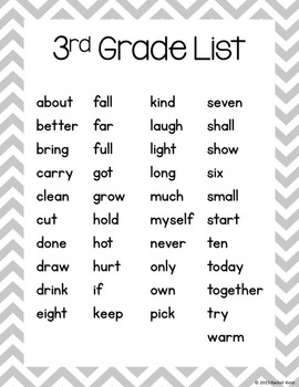 Sight Word Bingo - Third Grade by Rachel K Resources | TpT
