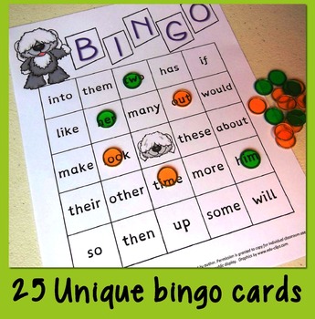 sight-words {BINGO-words 49 through 72 COLOR ink} by Lessons by Molly