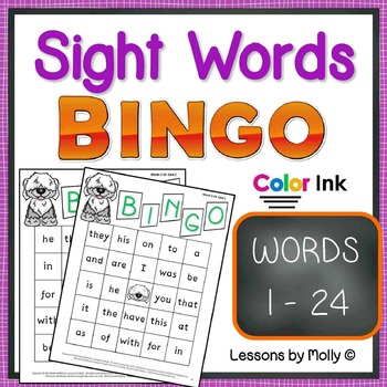 Preview of sight-words {BINGO-words 1 through 24 COLOR ink}