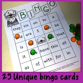 sight-words {BINGO-words 1 through 24 COLOR ink} by Lessons by Molly