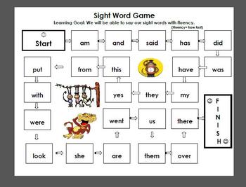 Preview of Sight Word Board Game- word doc
