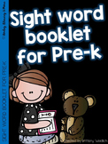Sight Word Booklet for PreK