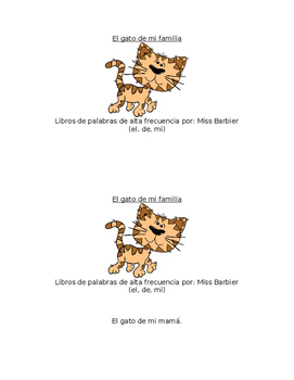 Preview of Sight Word Book in Spanish: El gato de mi (Level A)