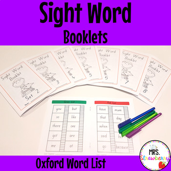 Preview of Sight Word Practice Booklets Oxford Word List
