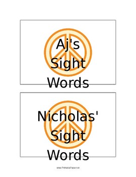 Preview of Sight Word Box Name Labels (editable)