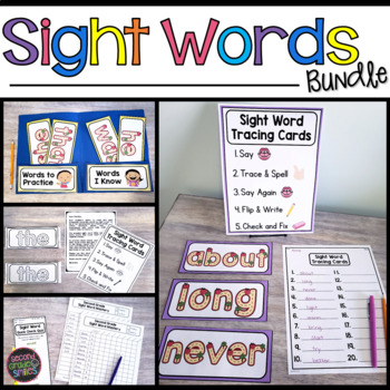 Sight Word Tracer Flashcard Bundle by Second Grade Smiles | TpT