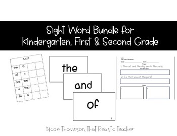 Preview of Sight Word Bundle | List, Cards and Sentences "Most Common Word List"