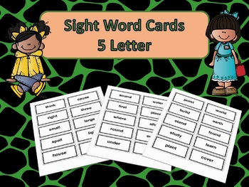 Preview of Sight Word Card's 5 letters 