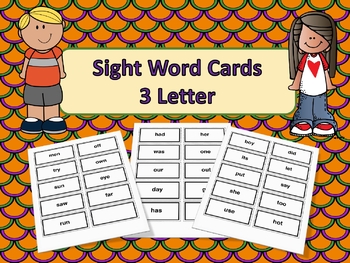 Preview of Sight Word Cards 3Letters letter game 