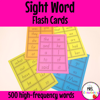 Sight Word Cards by Mrs Strawberry | TPT