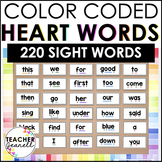 Sight Word Cards | Color Coded Heart Word Cards | Word Map