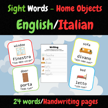 Preview of Sight Word Cards - English/Italian - Home Objects