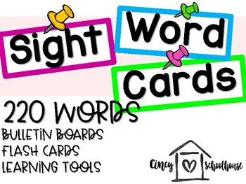 Preview of Sight Word Cards - For Bulletin Boards, Flash Cards, Learning Tools