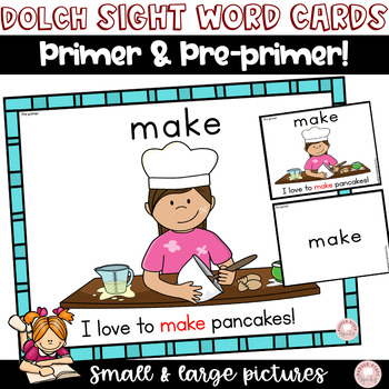 Preview of Dolch Sight Word Cards with Pictures Pre-primer Primer RTI Kindergarten