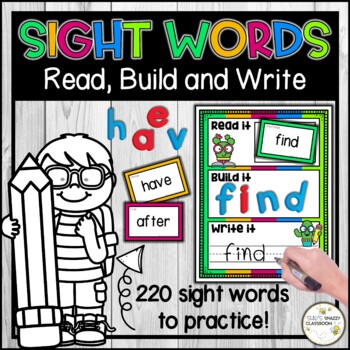 Sight Word Center - Read Build and Write Activity - 220 Words to Practice