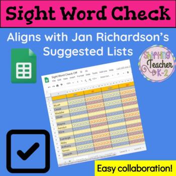 Preview of Sight Word Check Sheets - Align's with Jan Richardson's Suggested Lists