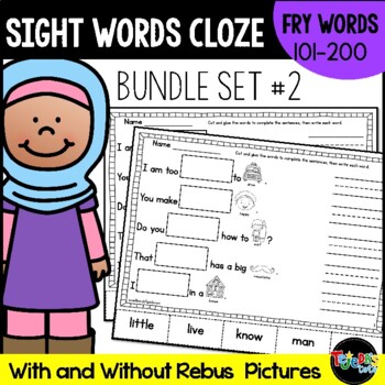 Preview of Sight Word Cloze Sheets Set 2: Fry Words 101-200