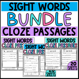 Sight Word Cloze Reading Passages Worksheets Bundle
