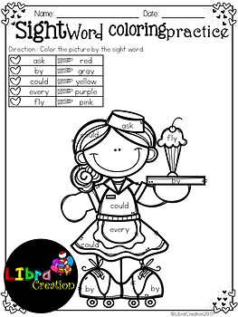 activity coloring sheets 1st grade sight word