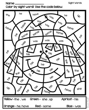 Sight Word Coloring Sheets for Fall by First Grade ...