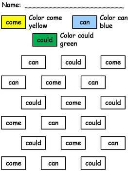 sight word coloring worksheet package for 1st grade by sharon dudley