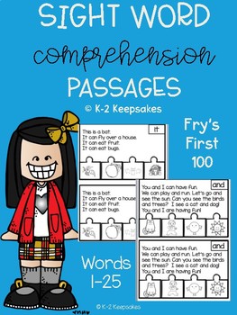 Preview of Sight Word Comprehension Passages Fry's First 100 (1-25)