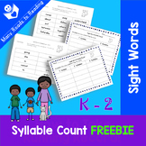 Sight Word Counting Syllables FREEBIE