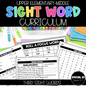 Preview of Sight Word Curriculum: Third (Upper Elementary-Middle)