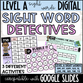 Preview of Sight Word Detectives | Level A Sight Words | Digital | Google Slides