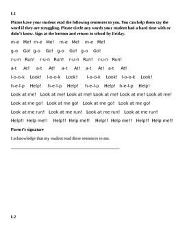 Preview of Sight Word Dolch Word Stories for Homework / Take Home