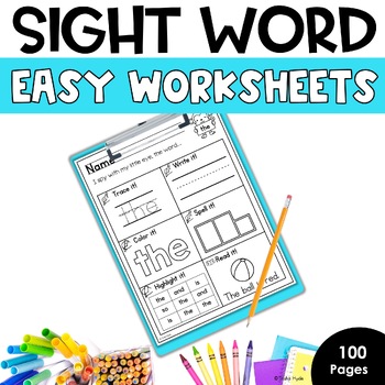 Preview of Sight Word EASY Worksheets Fry’s First 100 Words